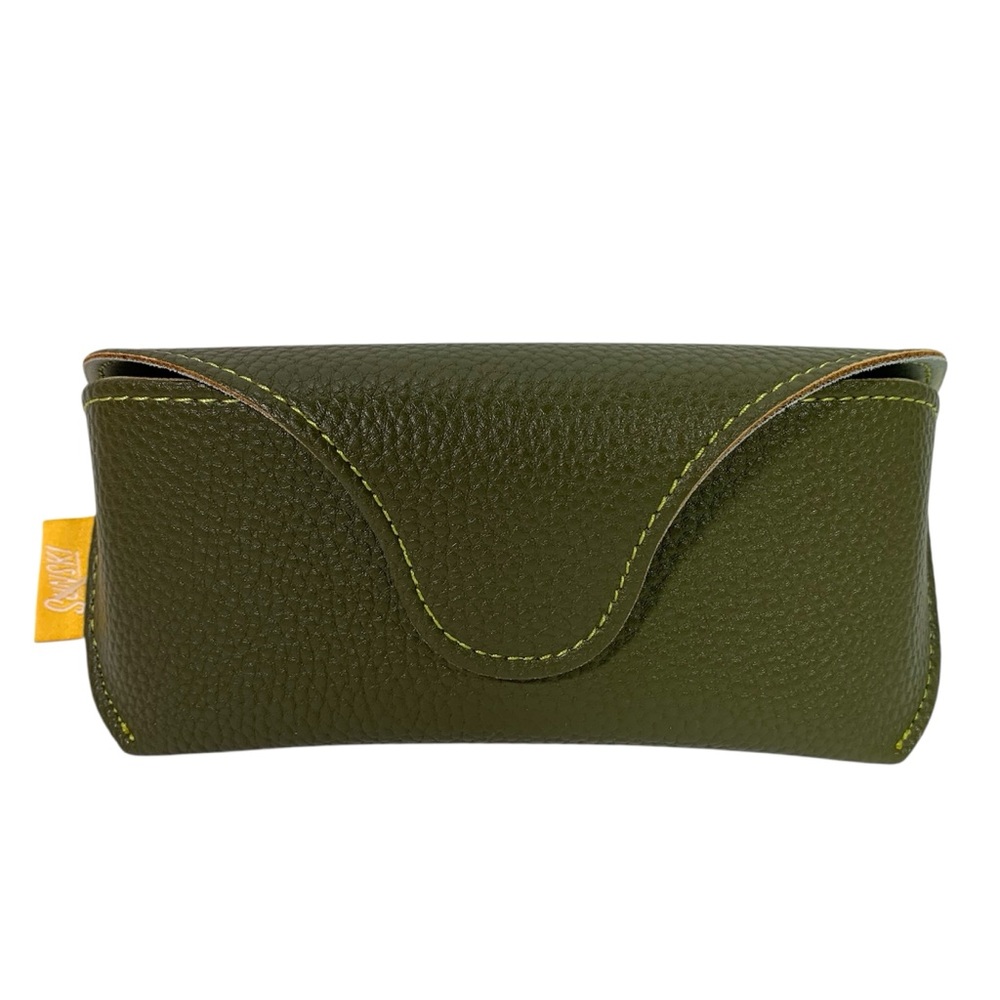 Sunski Sunglass Hard Case NWT Vegan Faux Pebbled Leather Olive Print